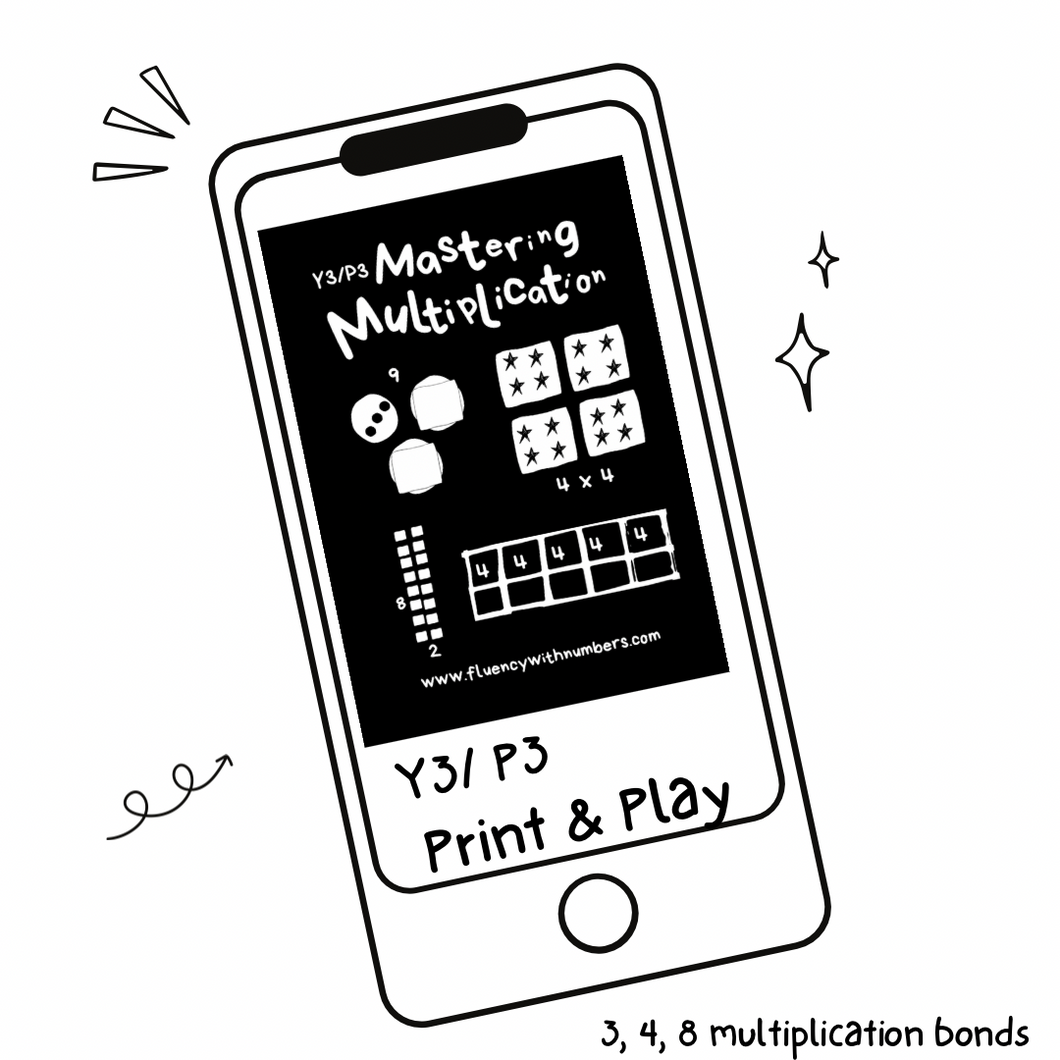 Print and Play: Y3/ P3 Mastering Multiplication. 3, 4 and 8 multiplication bonds.